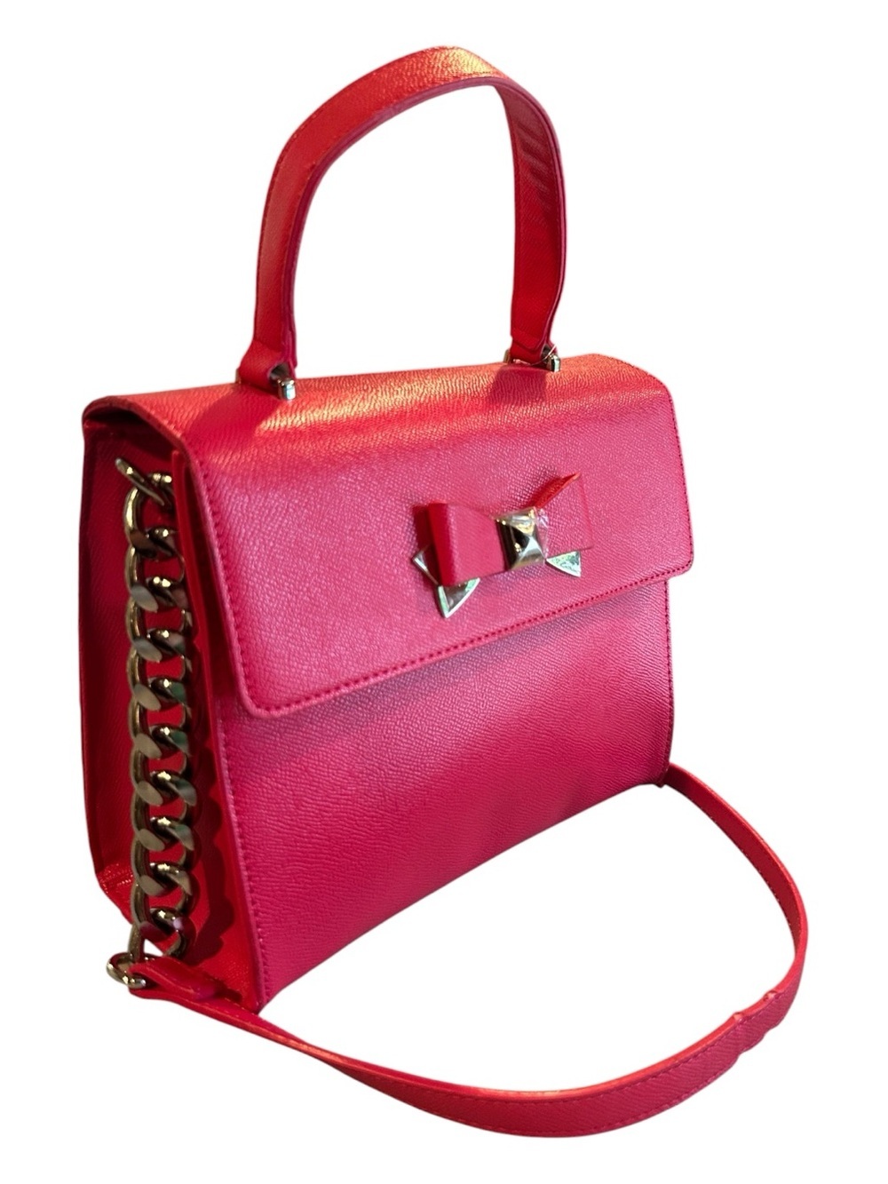 Betsy Johnson Hot Pink XODevin Cherries Shoulder Bag with Chain Strap Bow NWT